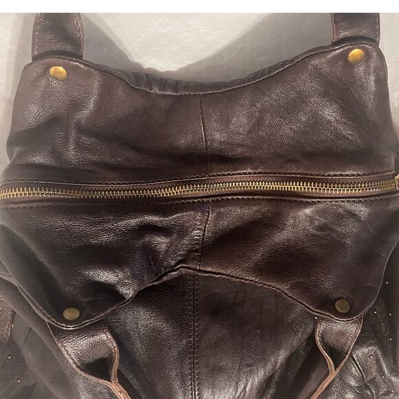 Vintage Abro brown leather crossbody bag with top handle - Picture 6 of 16